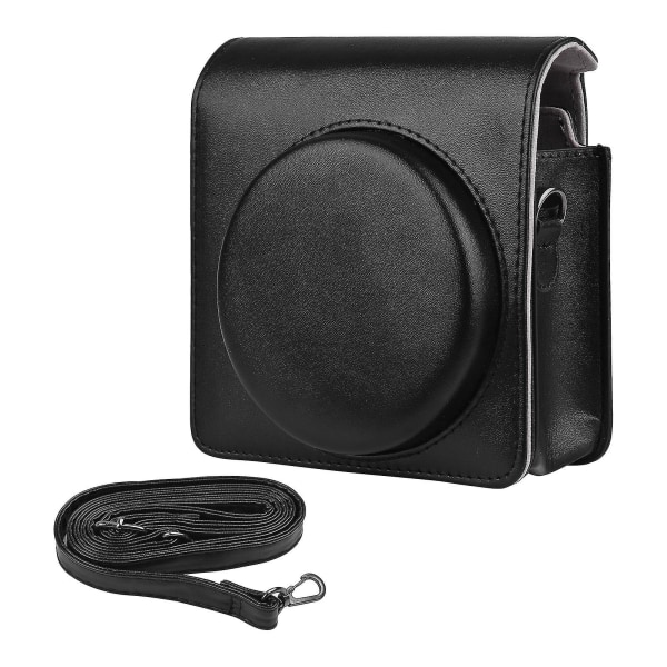 Bærbar Instant Camera Case Bæretaske Pu læder med skulderrem Kompatibel med Fujifilm Fuji Square Sq1 Instant Camera（Sort）