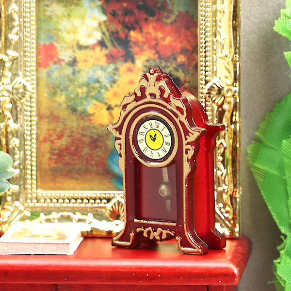 Ghyt Mini Vintage Kello Koriste Nukketalo Huonekalu Tarvikkeet Mini Talo Kohtaus Koriste Miniatyyri Väärennetty Heiluri Simuloitu Kello