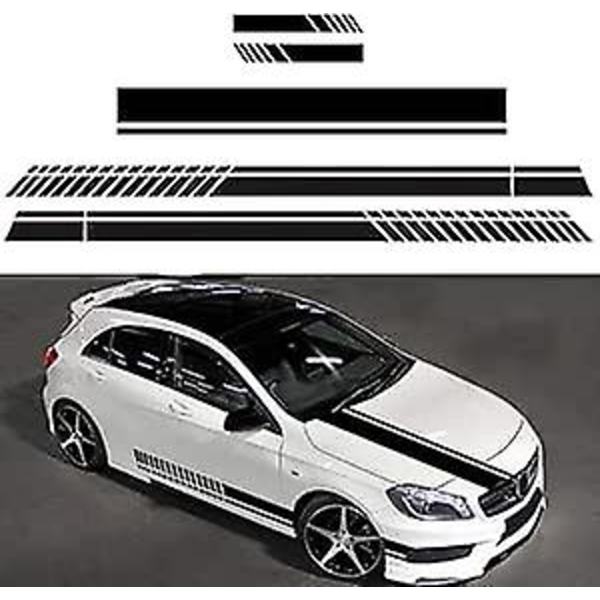 Vinyl Racing Stripe Bildekaler for Bildekorasjon på Panser, Tak og Bagasjerom, Karosserilinje Klistremerker, Sideskjørt Striper Tilpassede Bildekaler (5p