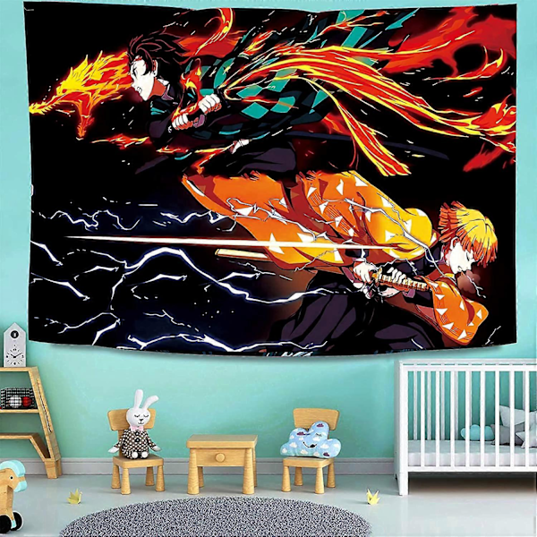 Demon Slayer Gobeläng - Demon Slayer Poster - Anime Gobeläng - Anime Födelsedag Dekoration, Som Kan Hängas I Vardagsrummet Och Sovrummet 60x80 Tum, (bl