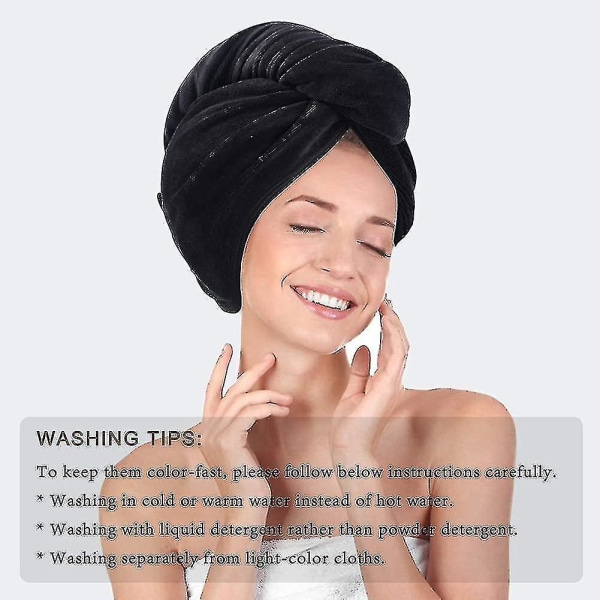 Mikrofiber turbanhåndklæde med knap til hår Absorberende hovedhåndklæde Stort Super