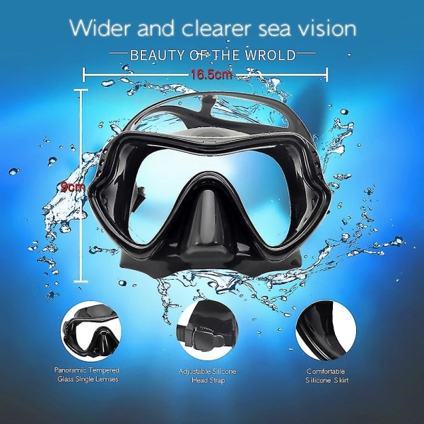 Speillinse dykkermaske Profesjonell dykkermasker Snorkelsett Antiduggbriller Briller Svømming Fiskebassengutstyr（Hvit3）