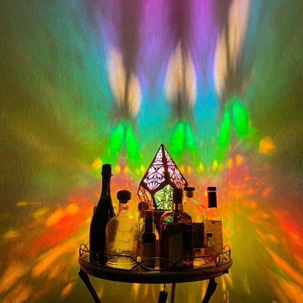 Romantisk Star Gulvlys Kreativ træ Farverig 3d projektion hul lampe