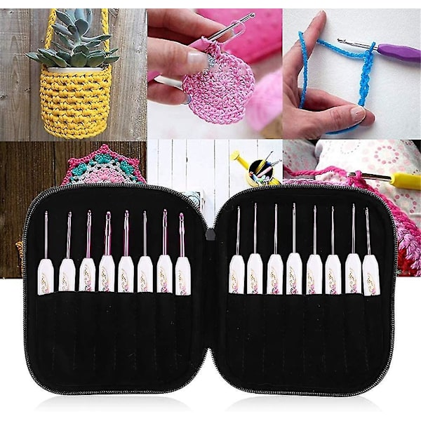Clover virknålsset 16 st med bärbar väska för DIY handarbete för älskare (blå)