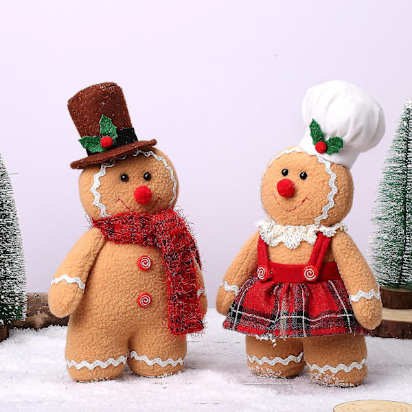 Pepparkaksgubbe docka plyschleksak mjuk stoppad docka julgransprydnad dekor - Snngv（A）