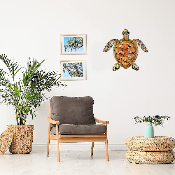 WABJTAM Metalli Schildkröte Wand Dekor Schildkröte Wand Kunst für Zuhause Schlafzimmer Wohnzimmer Büro Garten Zäune Aquarium Ozean Wand Dekor, Orange