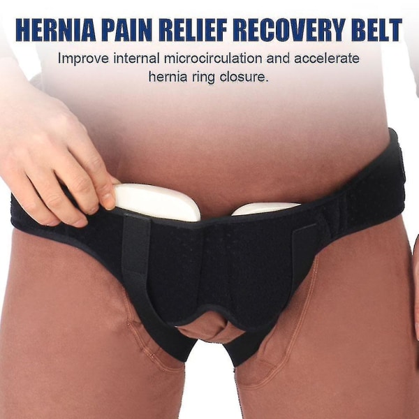 Inguinal Hernia Support Belt Kipulääkkeet Kaksinkertainen Nivustyrä Truss Tuki Aikuinen（M）