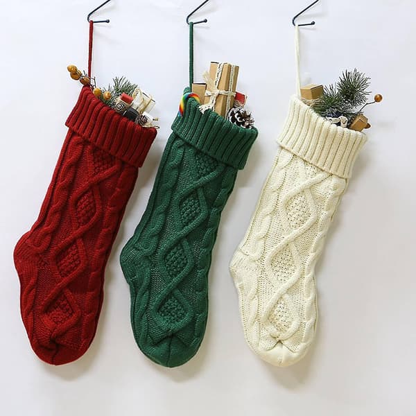 Julklappsstrumpor Stickade Ull Heminredning, Vit