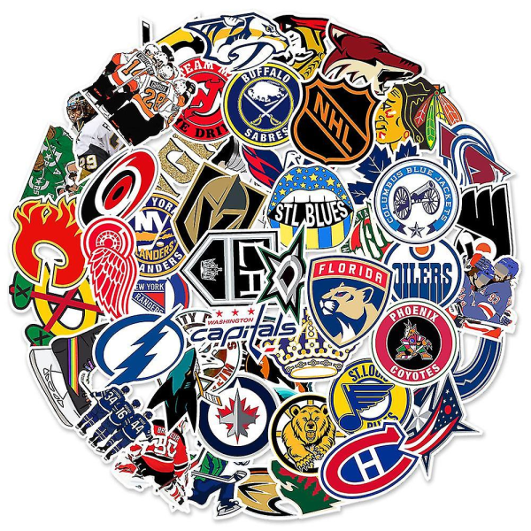 50-pack Hockey Team Fan Logo Sticker Series Waterproof Stickers