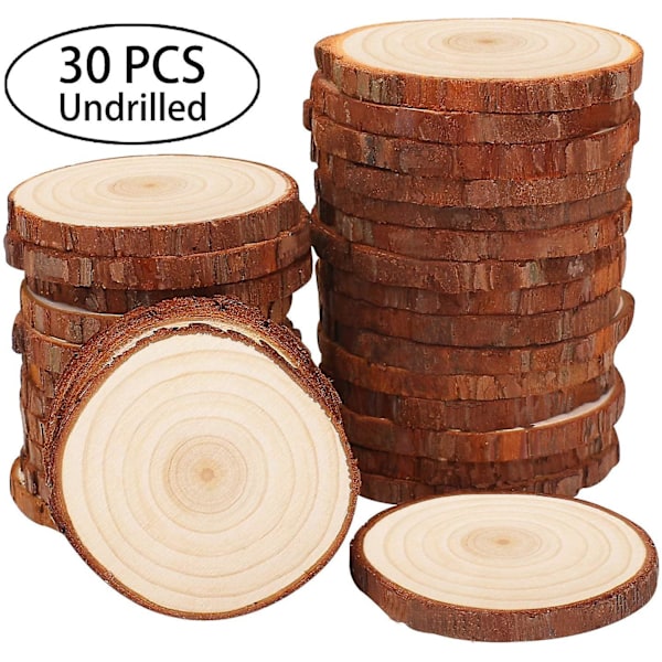 Träskivor, 30-pack, 6-7 cm, obehandlade trärundlar