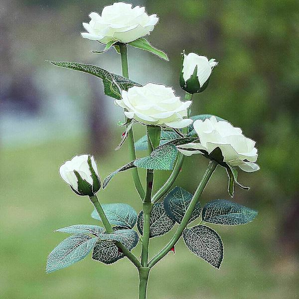 Solcellsdrivna trädgårdslampor, 2-pack LED-rosblommor Dekorativa staketlampor med 10 rosor