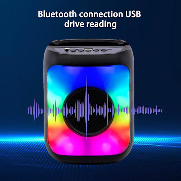 Festsubwoofer Bluetooth-högtalare Bärbar utomhushögtalare Bluetooth Trådlöst ljud med blandade färgade lampor