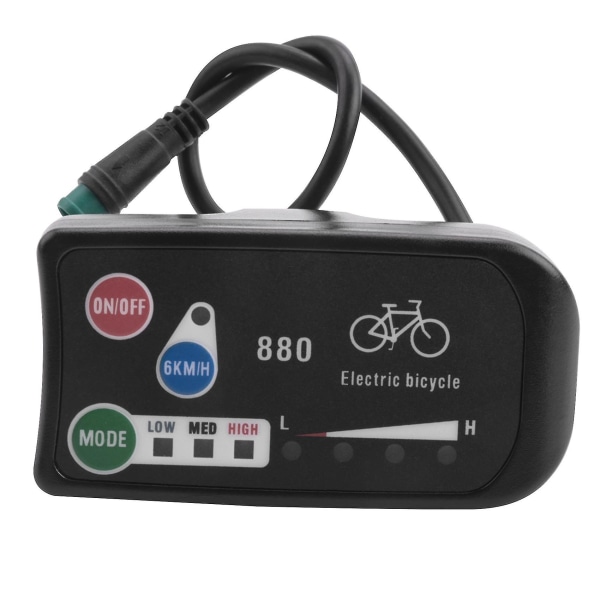 Sähköpyörän näyttö 36v 48v Ebike Ligent ohjauspaneeli LCD-näyttö Led880 vedenpitävä ohjain (musta)