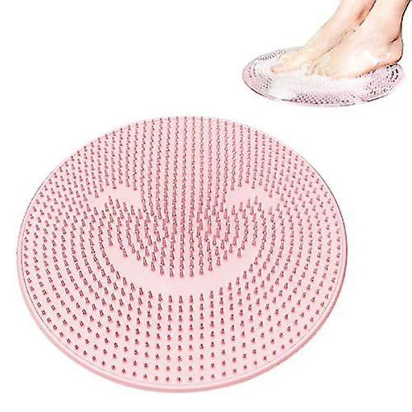 Duschfotmassageskrubb, fotrengörare silikonryggrengörare med halkfria sugkoppar Diam 31cm, fotborste duschmassageplatta för fotskinnbil