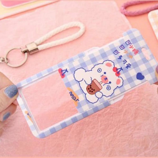 Söt ID-kortshållare med nyckelring Kawaii Lanyard Retraktil Kreditkortshållare Barn Buss Kortskydd Fodral Plånbok Nyckelring för Pojkar Flickor (04)