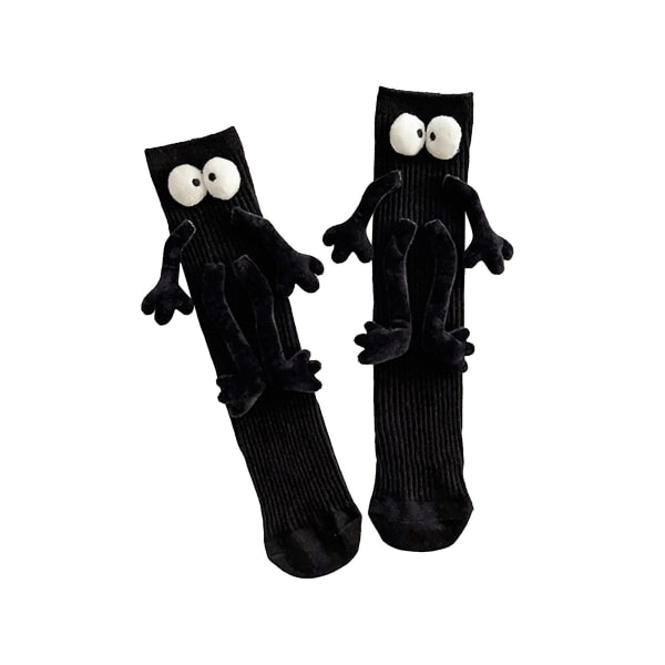 1 par magnetiske håndholdte sokker, magnetiske hånd i hånd 3D dukke par sokker Sjove par sokker（F*Kid）