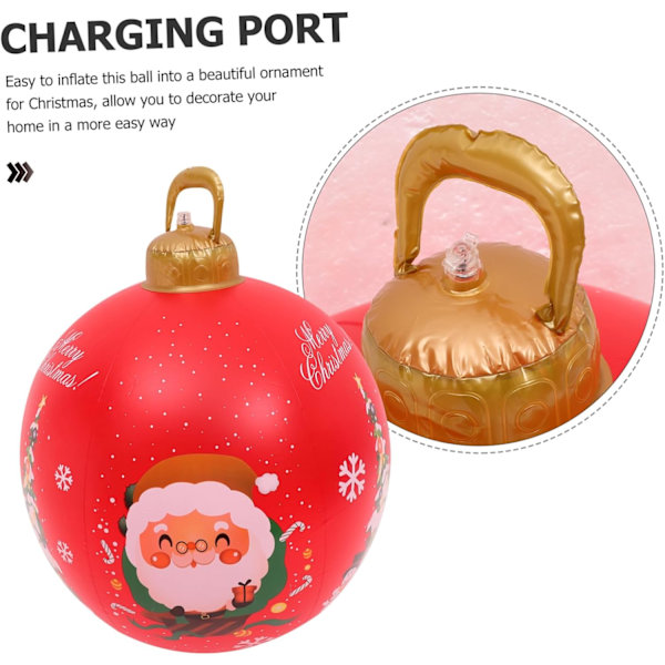 60cm Stor Julerkule Oppblåsbar Utendørs Dekorasjon PVC Oppblåsbare Julepynt God Jul Store Ferie Dekorative Kuler (E)