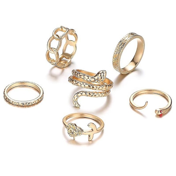 6 st justerbara ormslöfte fingerringar orm öppen statement ring present