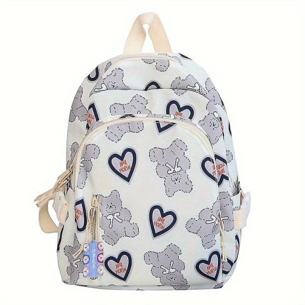 Skoletaske til ungdomsskolepiger, ny stil japansk trykt lille frisk rygsæk med stor kapacitet（lilla）