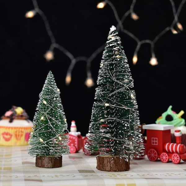 10 stk Mini Snow Frost Træer Mini Juletræ Plast Vinter Bordplade Træer