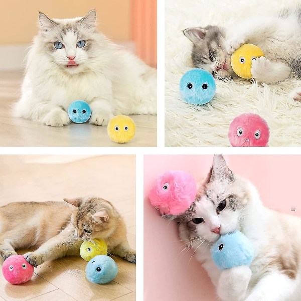 Kissanlelupallot Interaktiiviset kissanlelut 3 erilaista eläintä simuloivia puheluita Pörröiset pehmopallot kissanminttupallot