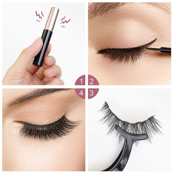 5 par 3d magnetiske øjenvipper med flydende eyeliner Pincet makeup værktøjssæt Genanvendelig magnetisk eyeliner