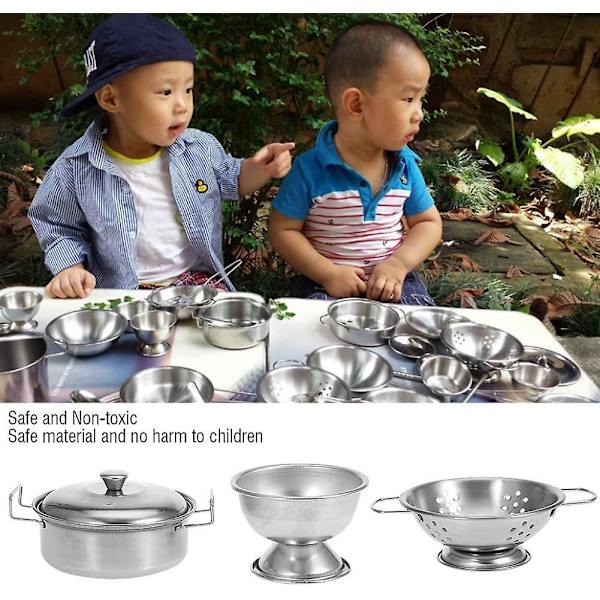 Köksspel Leksaker, Simulering Kök Mini Matlagningsredskap Rostfritt Stål Barn Lekhus Leksaker Barn Pan Leksaker Set(25pcs)（25PCS）