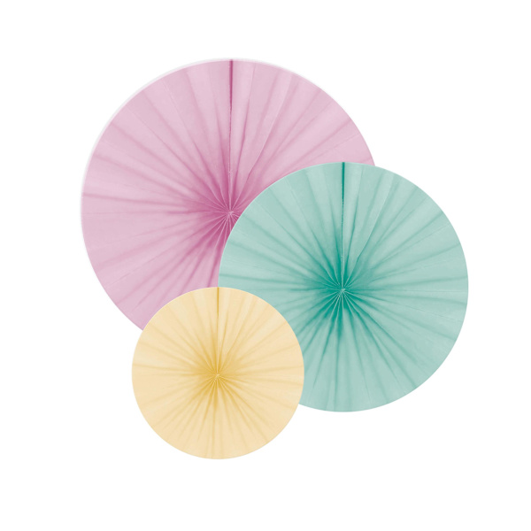 3 Pastellfärgade pappersrosetter