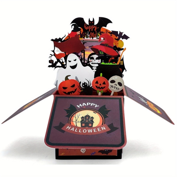 Halloween-kortti Haunted Mansion Pop Up 3D-laatikkokortti kirjekuorella - Pelottavat onnittelukortit Halloweeniin