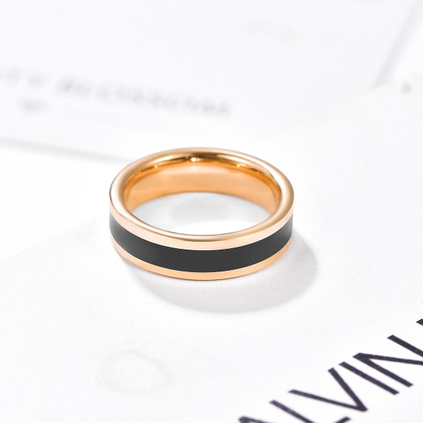 Nuncad 6mm Tungsten Carbide Ring Rosegull Farge Svart Emaljelinje Bryllupssmykker For Menn Beste Gave Engros（11）