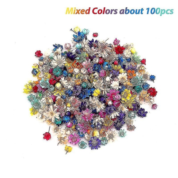 200 stk tørrede blomster til fremstilling af epoxyharpikslys til fremstilling af smykker, glasfyld Shytmv（100 stk.，Multicolor）
