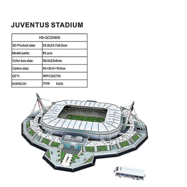 Klassisk Jigsaw DIY 3d Puzzle World Football Stadium montert bygningsmodell