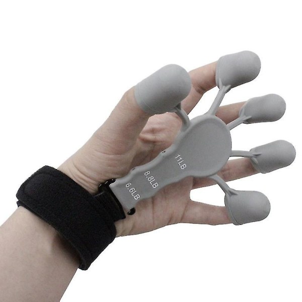 Fingerstärkare Silikon Handledssträckare Fingerträningsträning (grå)