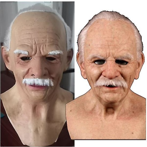 Smiling Old Man Mask Halloween Full Latex Mask Cosplay Festrekvisitter Smiling Old Guy Mask