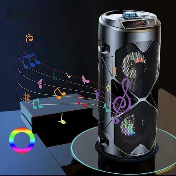 Bluetooth-högtalare, trådlöst bärbart Bluetooth-stereoljud med lampor, danshögtalare utomhus plug-in-kort högpresterande subwoofer