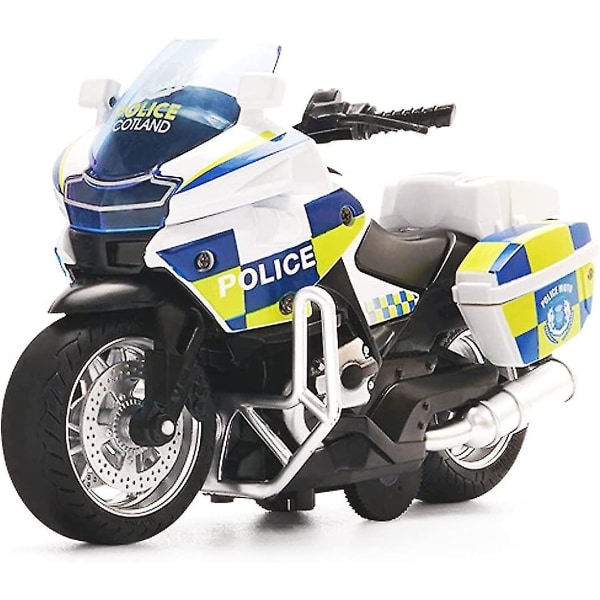 1:14 Kids Metal Diecast Police Motorcykelmodell, Barn leker Fordon Motorcykelleksaker med ljus och ljud (mt - Police)