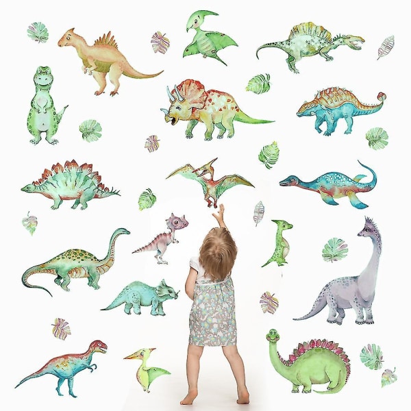Valoisa Dinosaur Kids -seinätarra, Dinosaur-seinätarra lastenhuoneeseen, Seinätarra, Valoava tarra