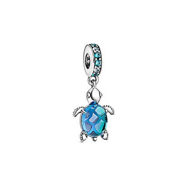 Sterling Sølv Perle Murano Glas Havskildpadde Dangle Charm Armbånd DIY Smykker