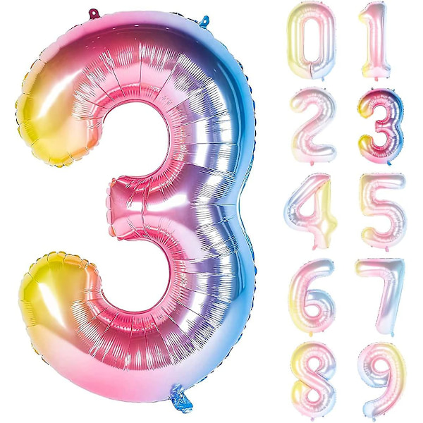 Nummer 7 Pastell Regnbåge Folieballong För Flickans 7-årsdagsfest, 40 Tum Lol Partys Helium Ballon För Barnkalas
