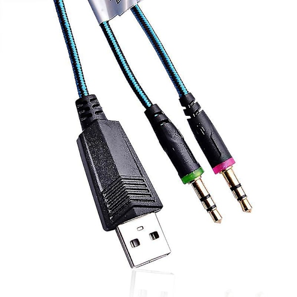 Gaming-headset med brusreducering, dynamisk sensorisk, Hi-Fi-hörlurar, mjukt minnesskum, LED RGB-ljus för PC, bärbar dator, Mac50mm Spe