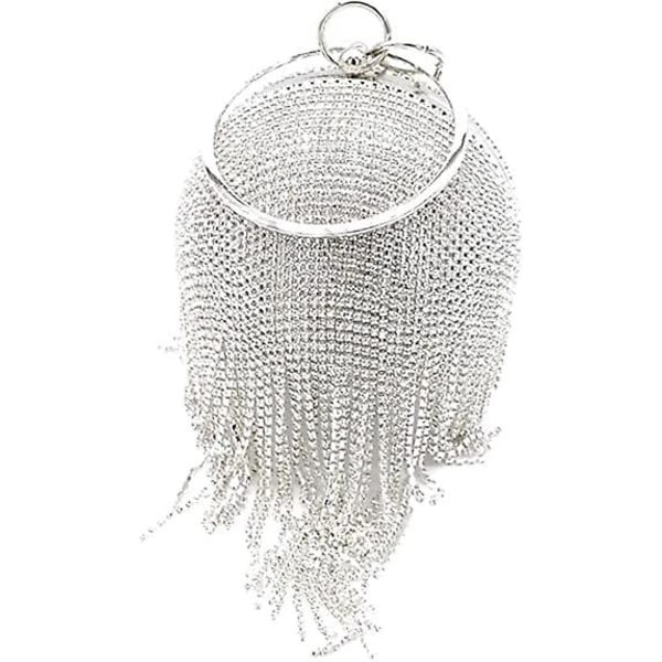 Kvinner Rund Ball Crystal Evening Clutch Purse Dusk Bryllupsfest Håndvesker