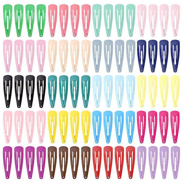 <p>20 kappaleen pakkaus napsautettavia hiuspidikkeitä - Metalliset söpöt ja kauniit hiusasusteet lapsille ja tytöille - Eri värejä - 50 mm</p>