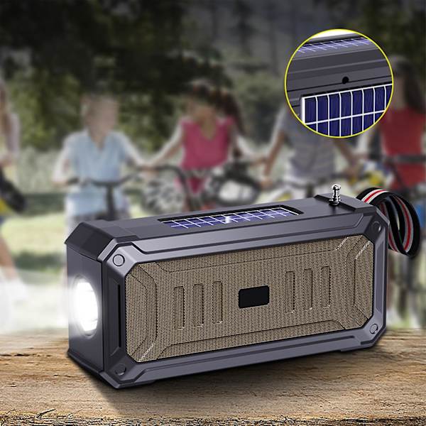 Solardriven Bluetooth-högtalare Bärbar utomhushögtalare med Bluetooth med multifunktionell utomhusficklampa Stereoljud med bas Hem Trådlös högtalare
