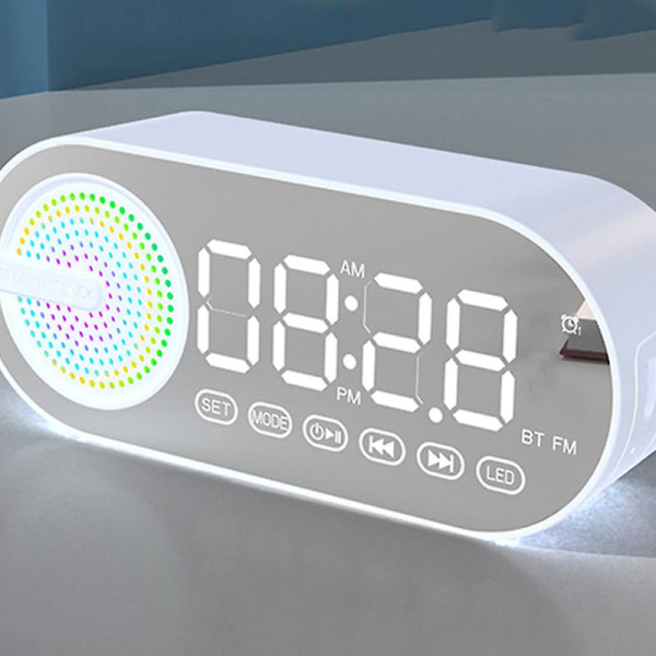Bluetooth Audio Smart Clock Alarm Clock Højttaler Subwoofer Bærbart kort Desktop Home（sort）