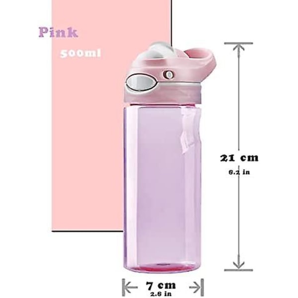 Baicccf 16oz Rosa Vattenflaska Och Himmelsblå Vattenflaska, Liten Vattenflaska Utan Sugrör Bred Öppning, BPA-fri 100% Läcksäker Enhandsmanövrering Enkel