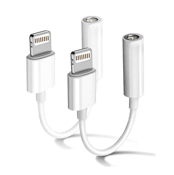 2-pak Lightning til 3,5 mm hovedtelefonstikadapter til iPhone, iPhone Aux-adapterkonverter Dongle-lydkabel kompatibel med iPhone
