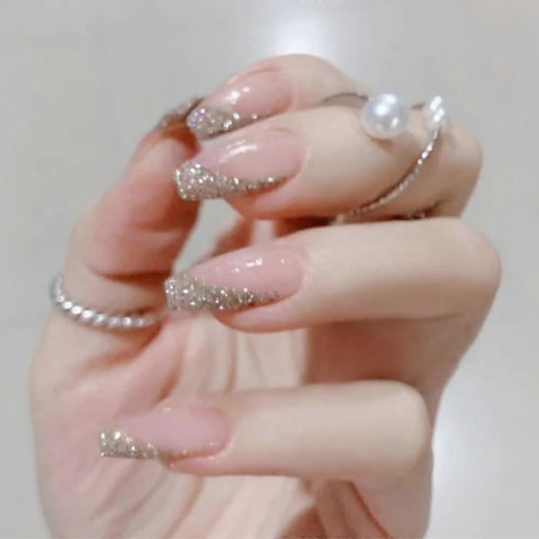 Balett Glitter Falska Naglar Makeup