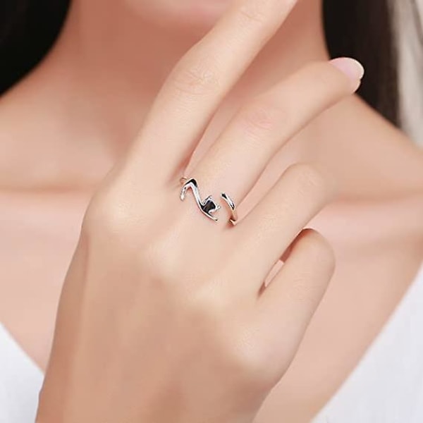 WABJTAM 925 Sterling Sølv Cubic Zirconia Cat Star Moon Sommerfugl Ring Sød Ring Justerbar Delikat Ring, Kattegave til katteelskere, der klamrer sig til ca.