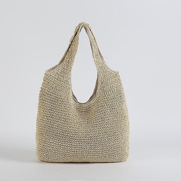 Handväska Mode Rotting Kvinnor Axelväskor Wikcer Vävd Kvinnliga Handväskor Stor Kapacitet Sommar Strand Halmväskor Casual Tote Handväskor（beige）