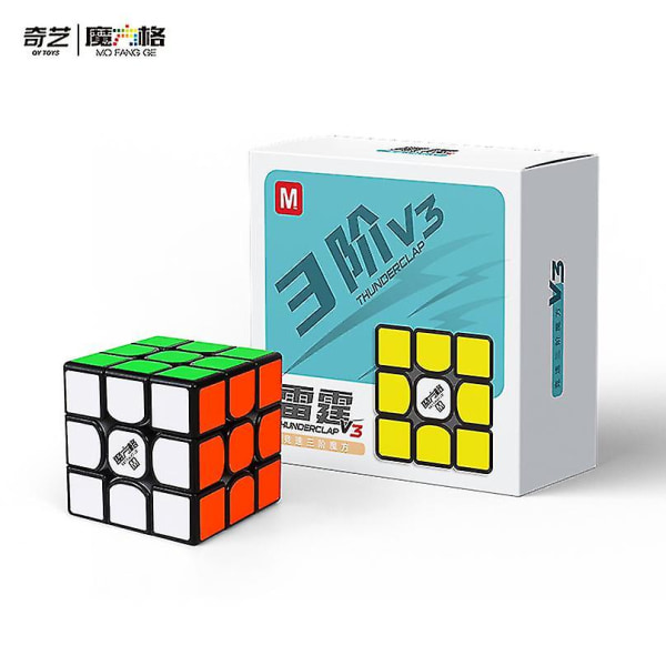Qiyi Thunderclap V3 M 3x3 Magic Speed ​​Cube Stickerless Professional Fidget Toys Thunderclap V3m Cubo Magico Puzzle（Magnetic V3M Black）